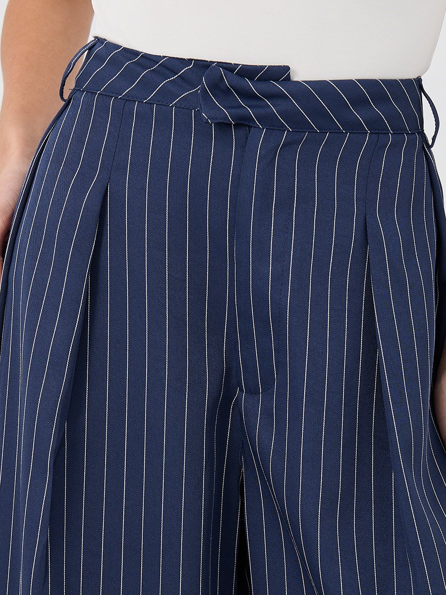 Striped Tailored Wide Leg Pants