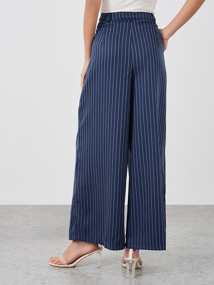 Striped Tailored Wide Leg Pants
