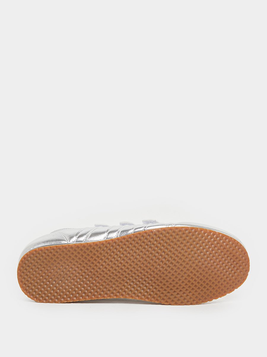 Silver Metallic PU Flat Sneakers