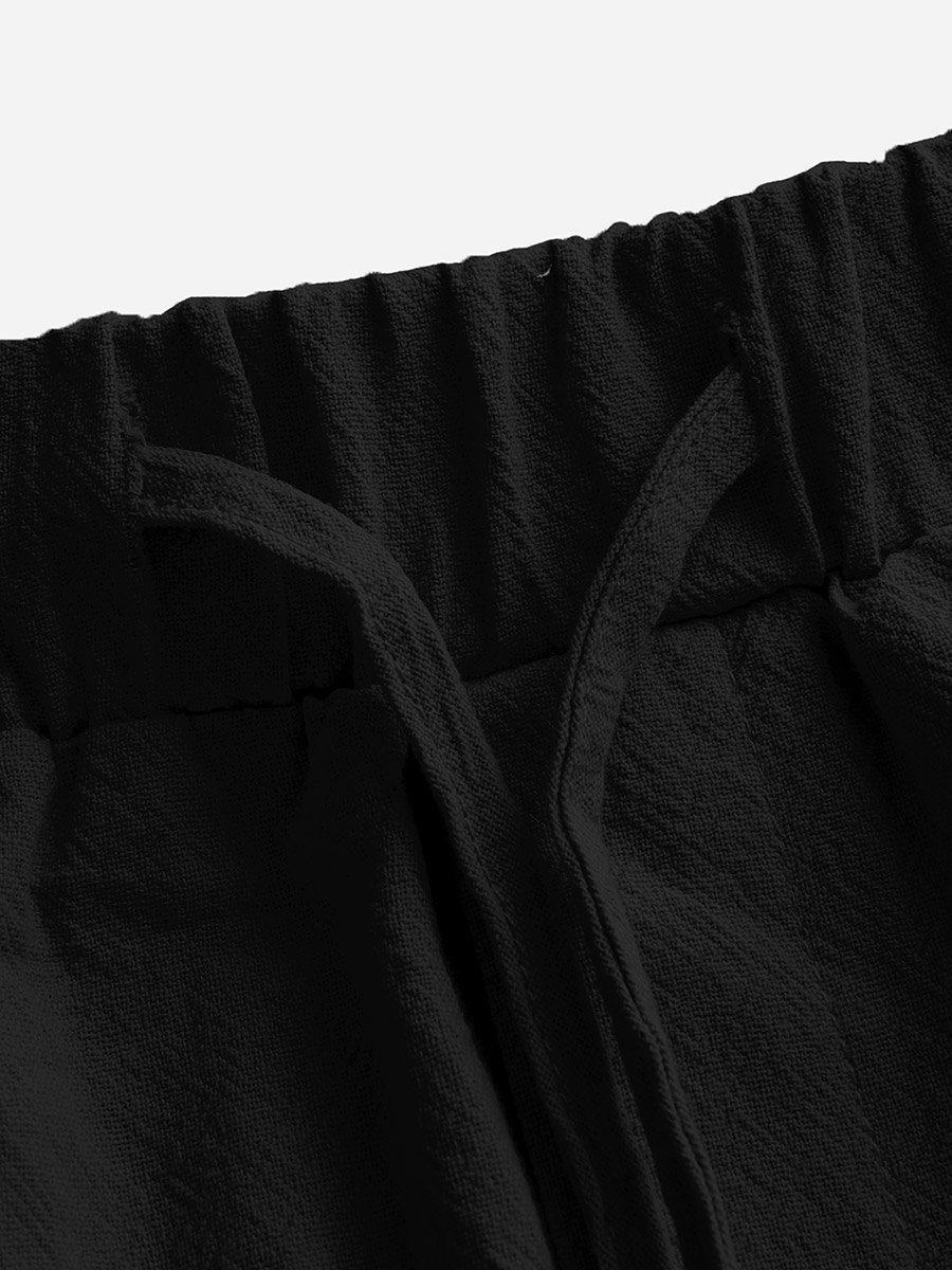Solid Straight Leg Pants with Drawstring
