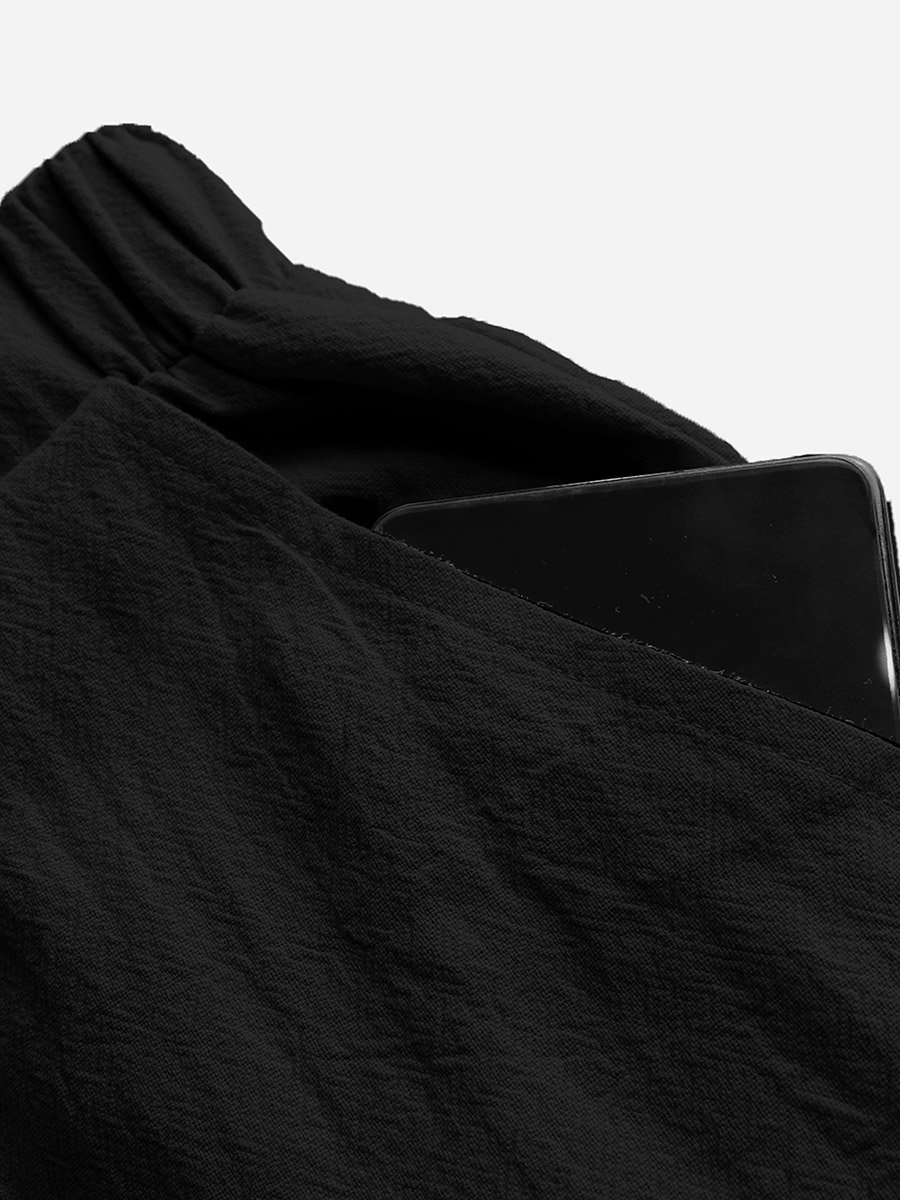 Solid Straight Leg Pants with Drawstring