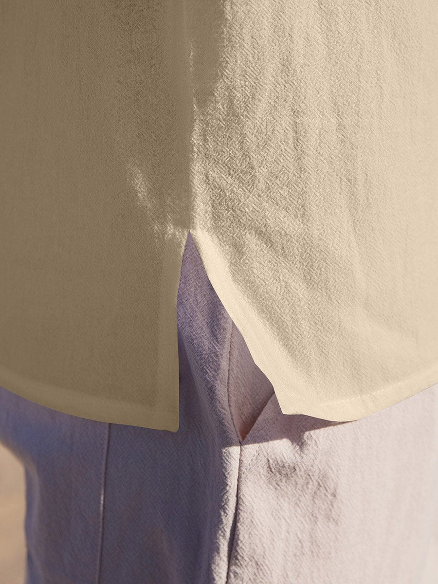 Solid Short Sleeve Button Front Pocket Detail Shirt