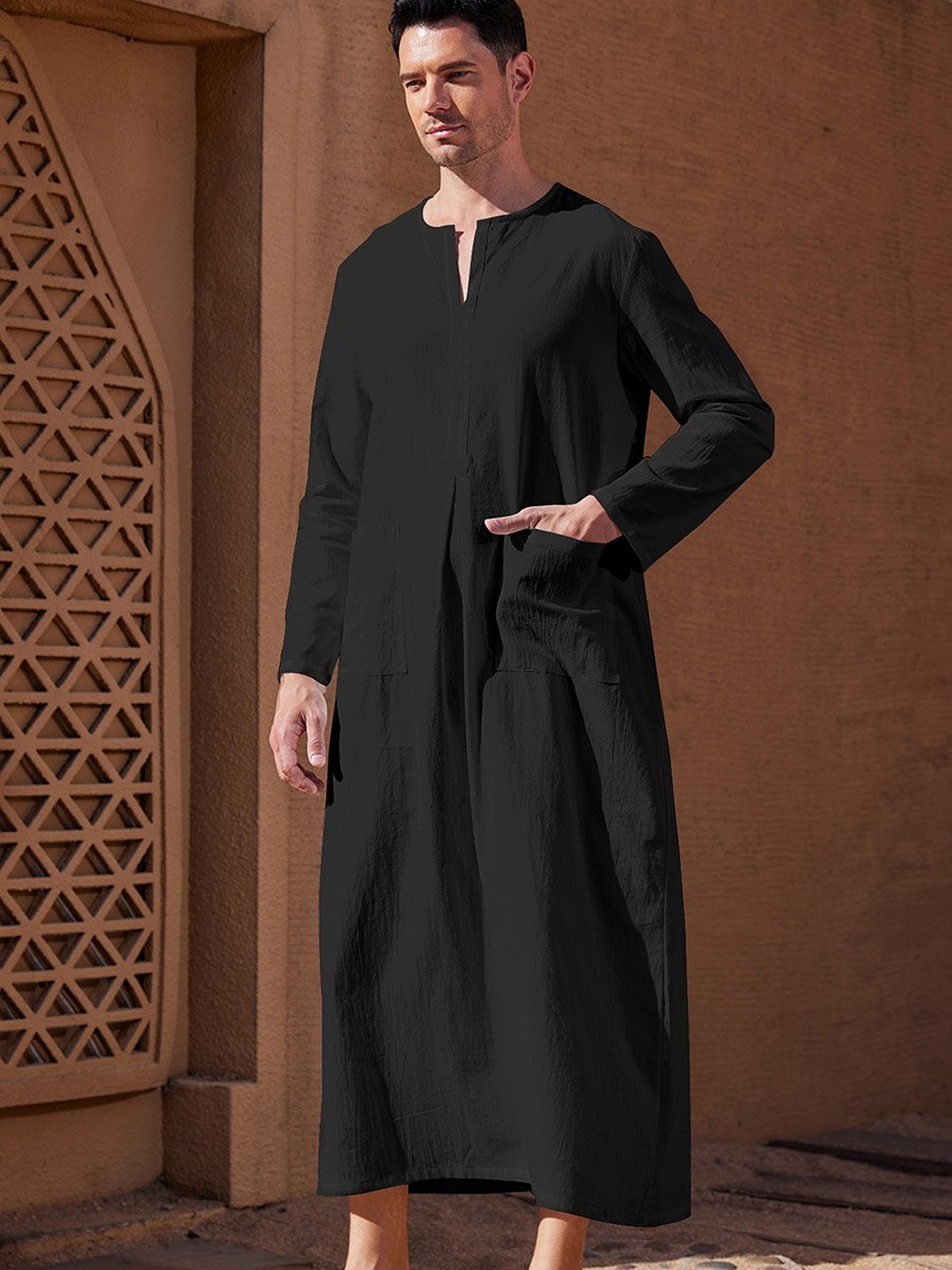  Loose Fit Long Sleeves V-Neck Robe