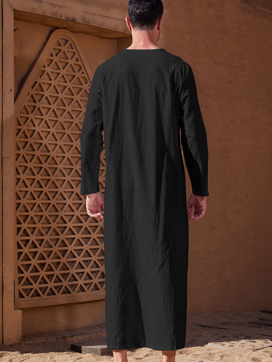  Loose Fit Long Sleeves V-Neck Robe