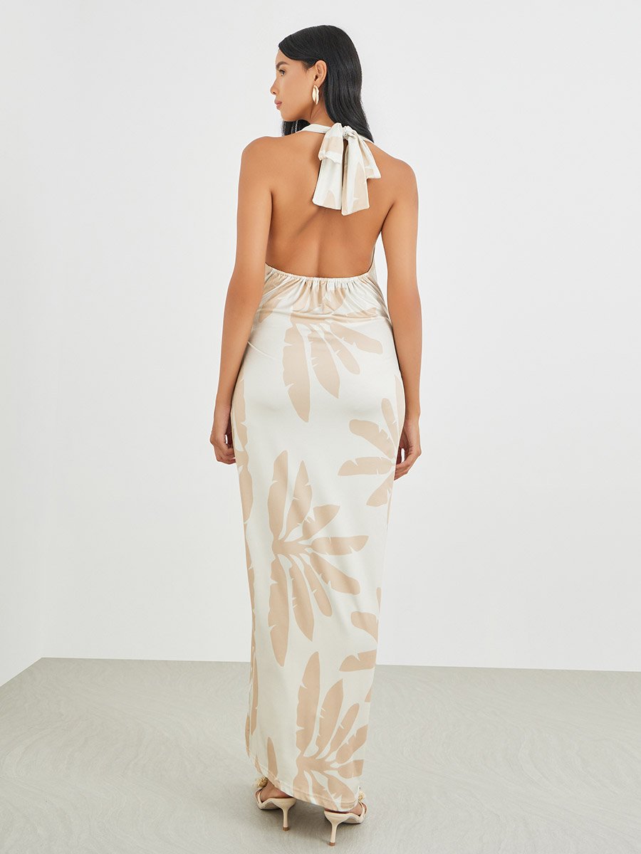 Floral Print Pleated Sleeveless Maxi Dress