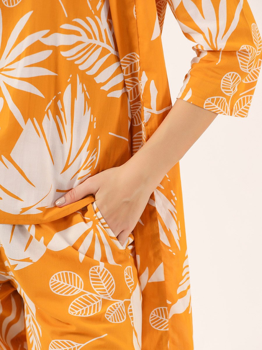 Floral Print Pure Cotton Cami, Robe and Pyjama Set