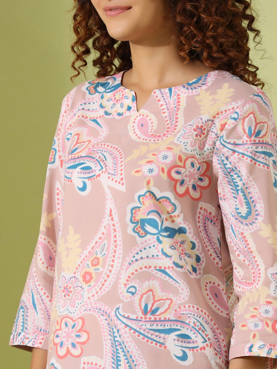 Women Ethnic Motif Printed Pure Cotton Top and Pyjama Set