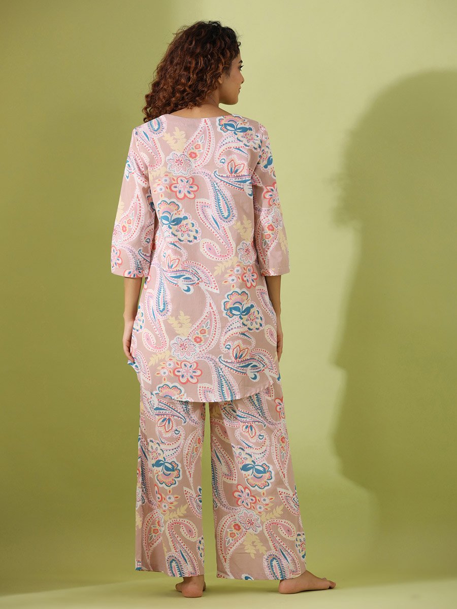 Women Ethnic Motif Printed Pure Cotton Top and Pyjama Set