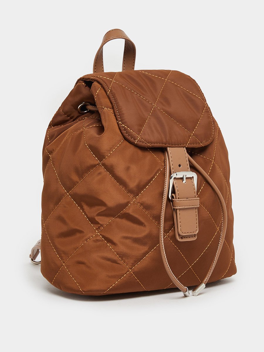 Stitch Accent Quilted Look Backpack