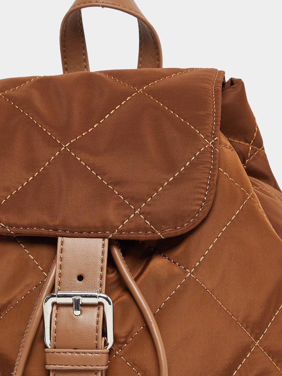 Stitch Accent Quilted Look Backpack