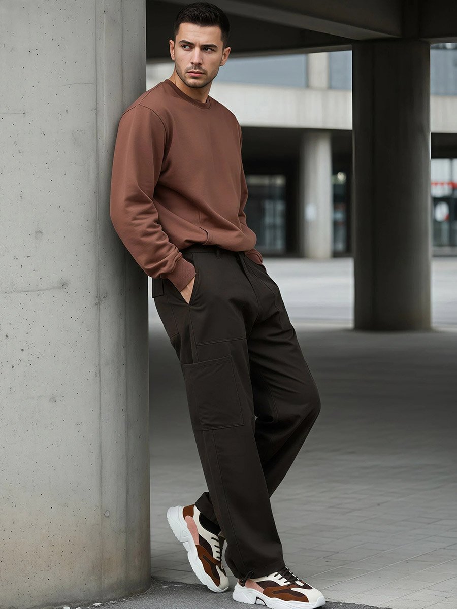 Men Coffee Brown Cargo Trousers