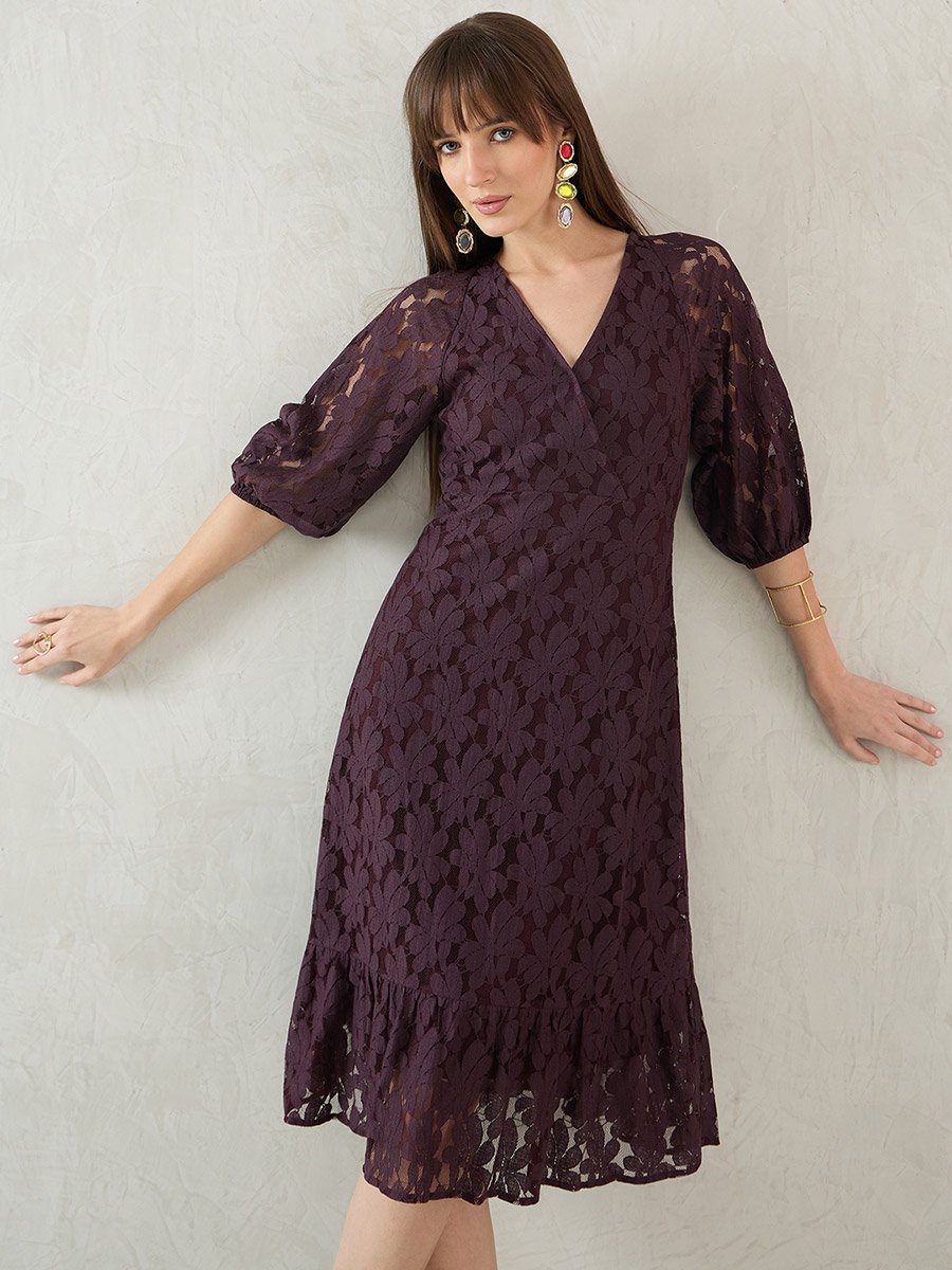 joa pink lace dress Evadne Floral Lace Dress - Pink main image 0