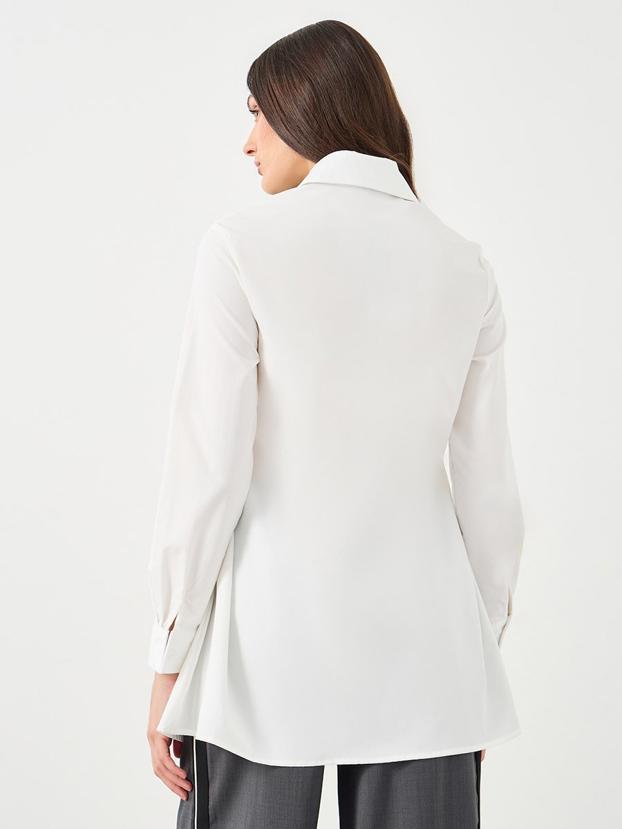 Button-Down Long Sleeve Plain Shirt