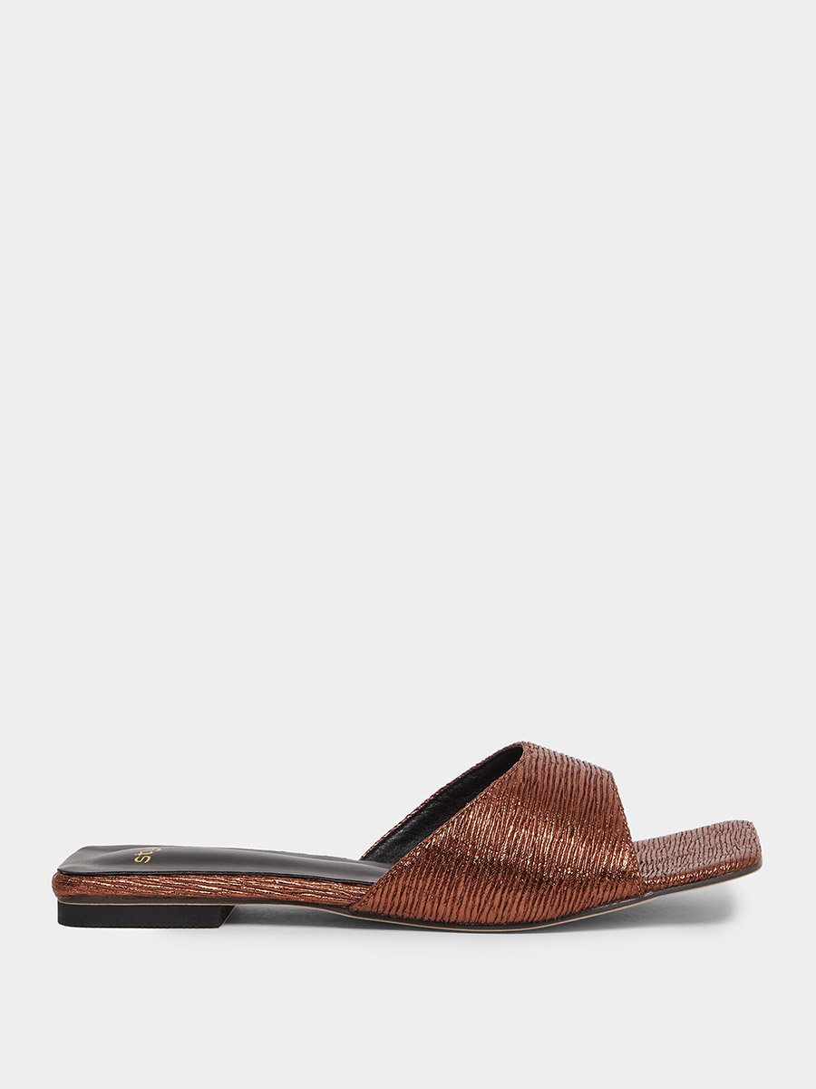 Textured Slip-On Flat Sandals