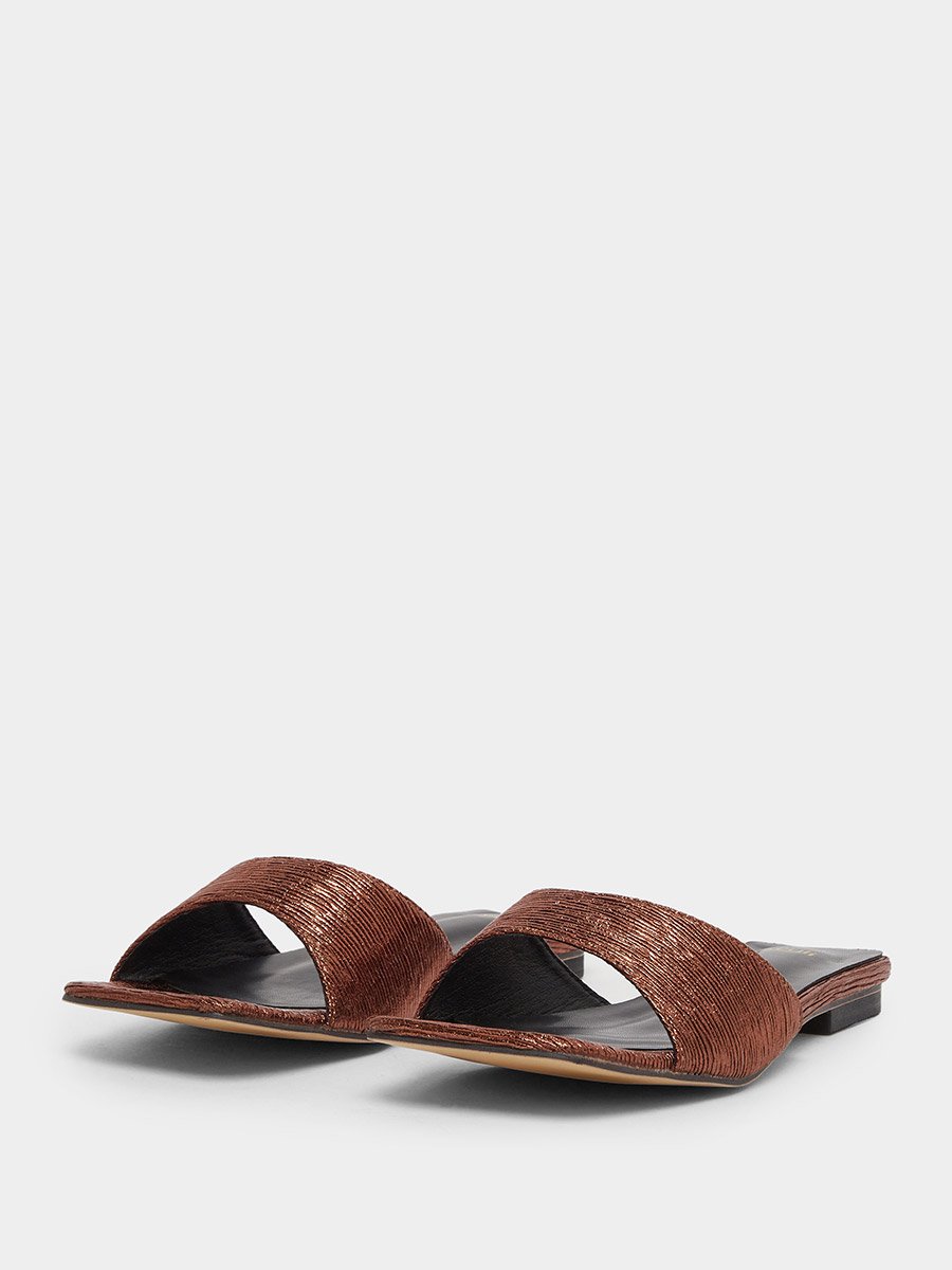 Textured Slip-On Flat Sandals