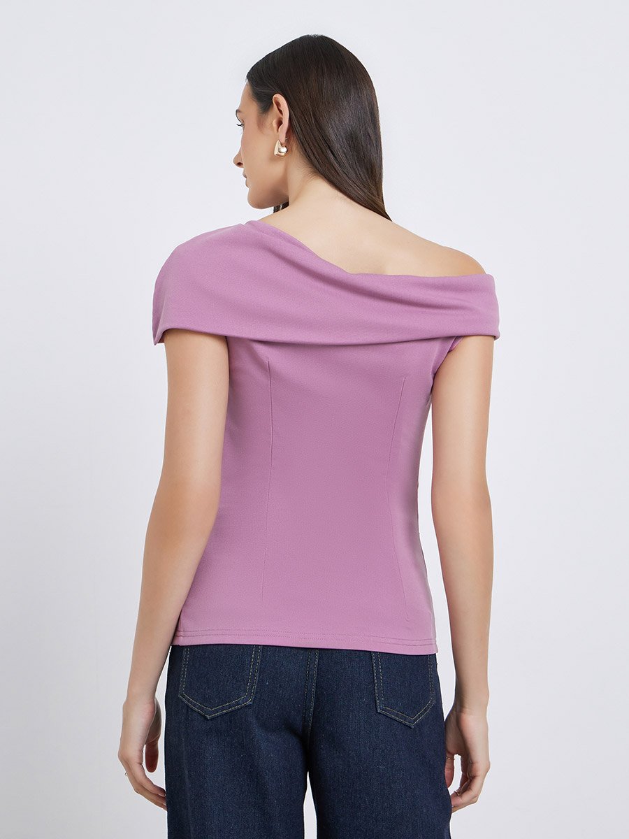 Off Shoulder Plain Knit Top