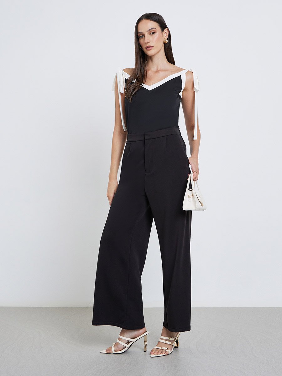 Black Contrast Trim Strappy Cami Top