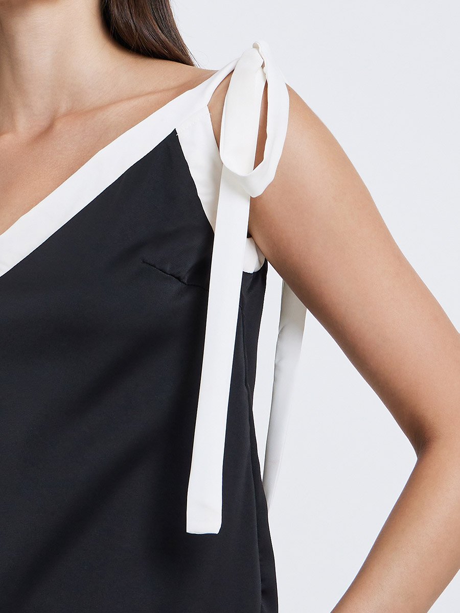 Black Contrast Trim Strappy Cami Top