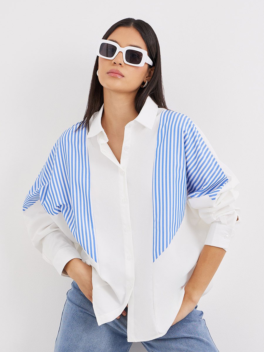Contrast Striped Relaxed Fit Shirt