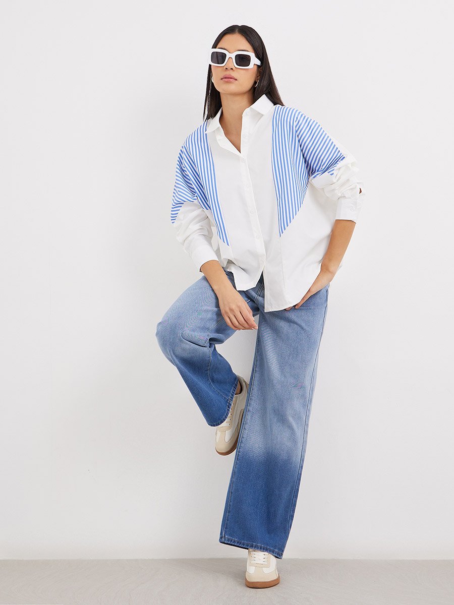 Contrast Striped Relaxed Fit Shirt