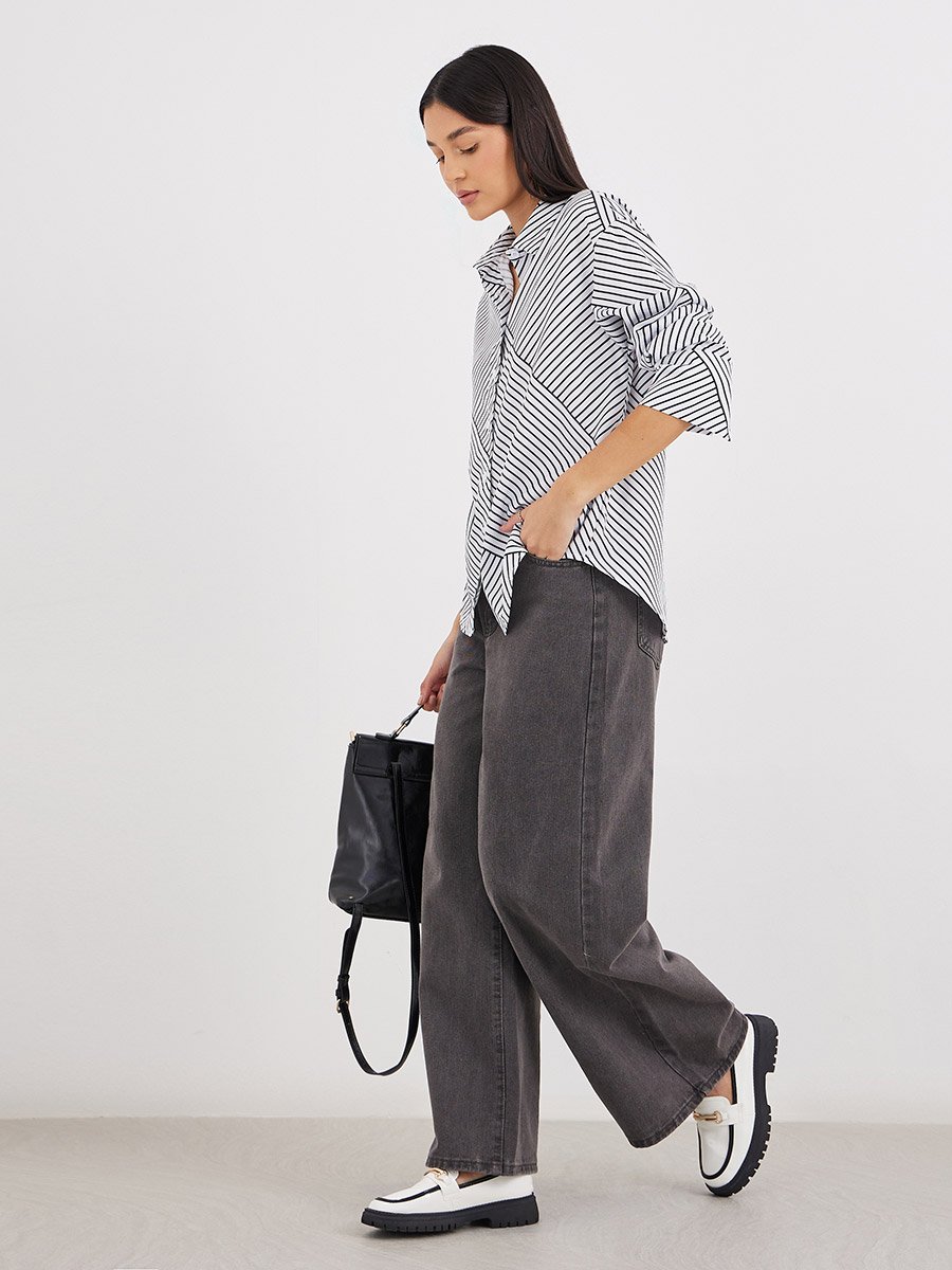 Striped Dropped Shoulder Oversized Shirt