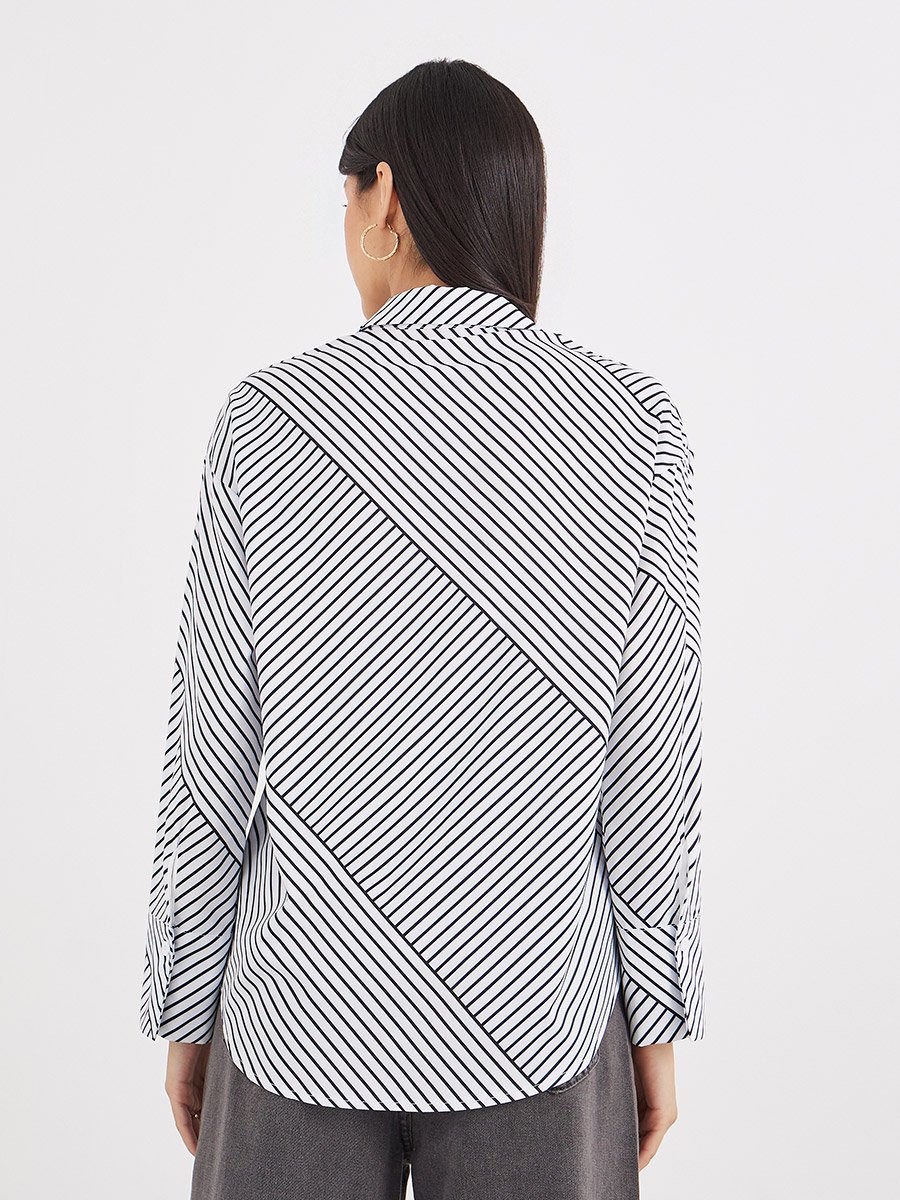 Striped Dropped Shoulder Oversized Shirt