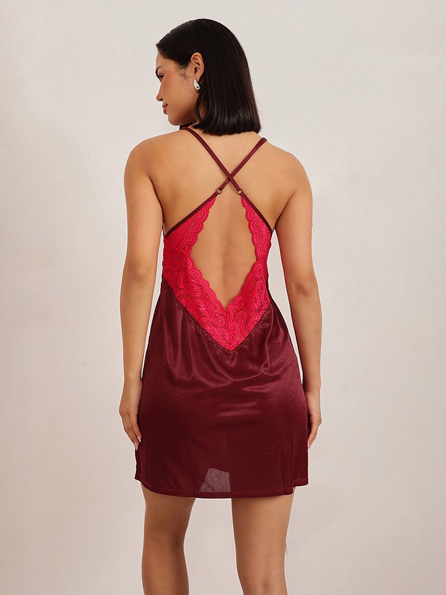 Lace Insert Short Sleeve Satin Robe and Nightdress Set