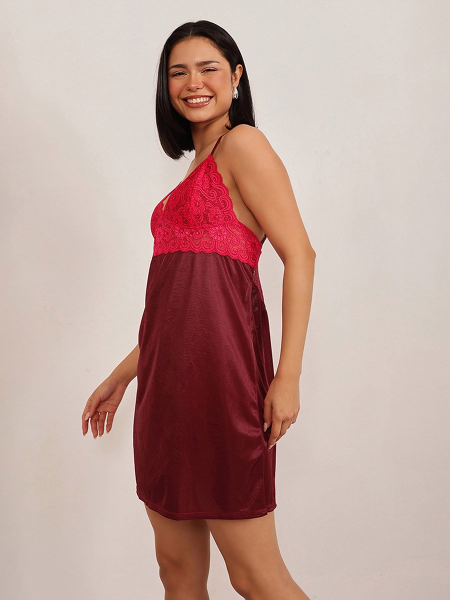 Lace Insert Short Sleeve Satin Robe and Nightdress Set
