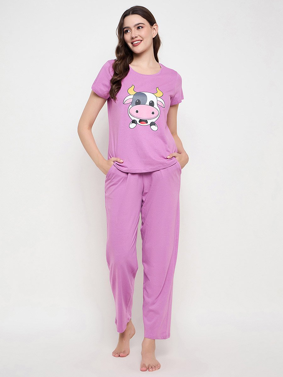 Graphic Print Short Sleeve T-Shirt and Pyjama Set