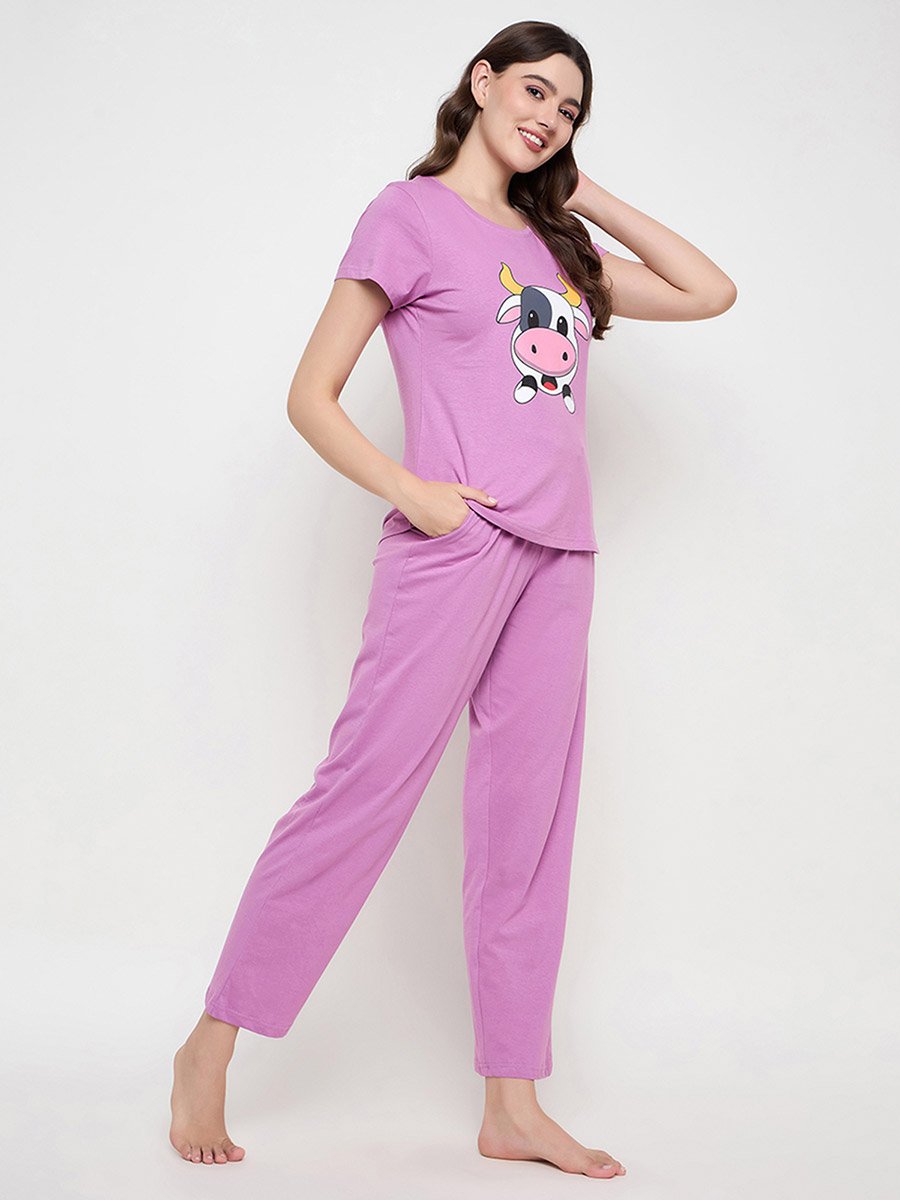 Graphic Print Short Sleeve T-Shirt and Pyjama Set