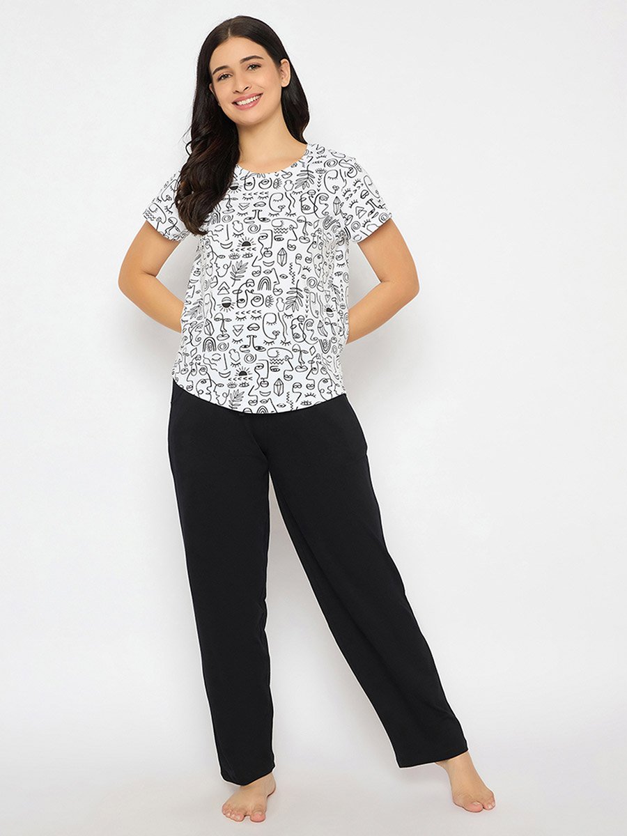All-Over Print Cotton T-Shirt and Pyjama Set
