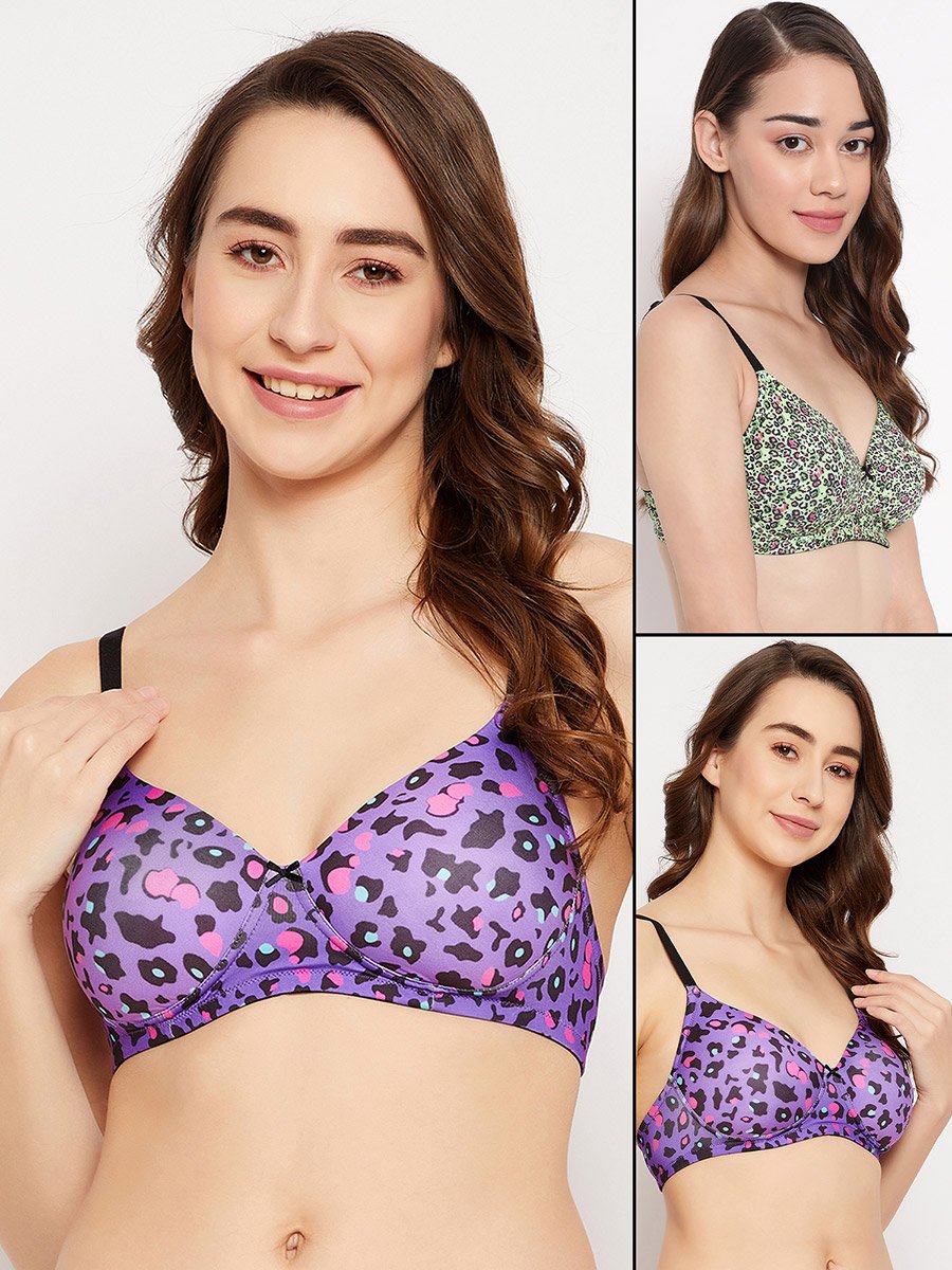 Set of 2 - Padded Non-Wired Full Cup Animal Print T-Shirt Bra