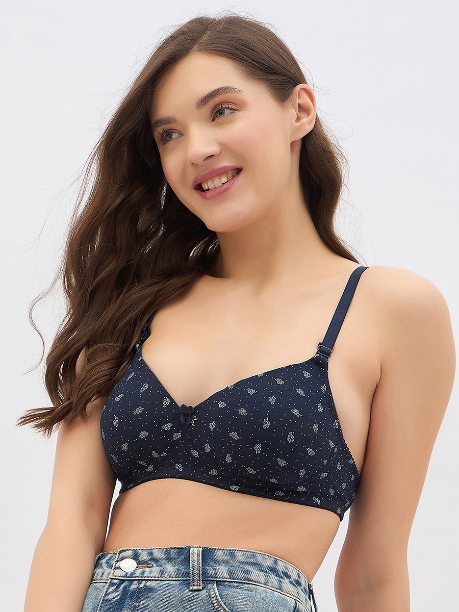 Pack of 2 - Printed Padded Non-Wired Full Coverage Multiway T-Shirt Bra