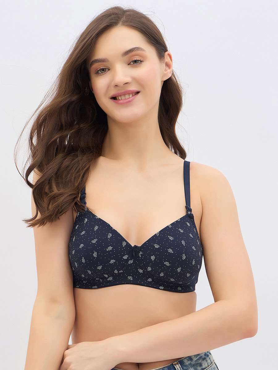 Pack of 2 - Printed Padded Non-Wired Full Coverage Multiway T-Shirt Bra