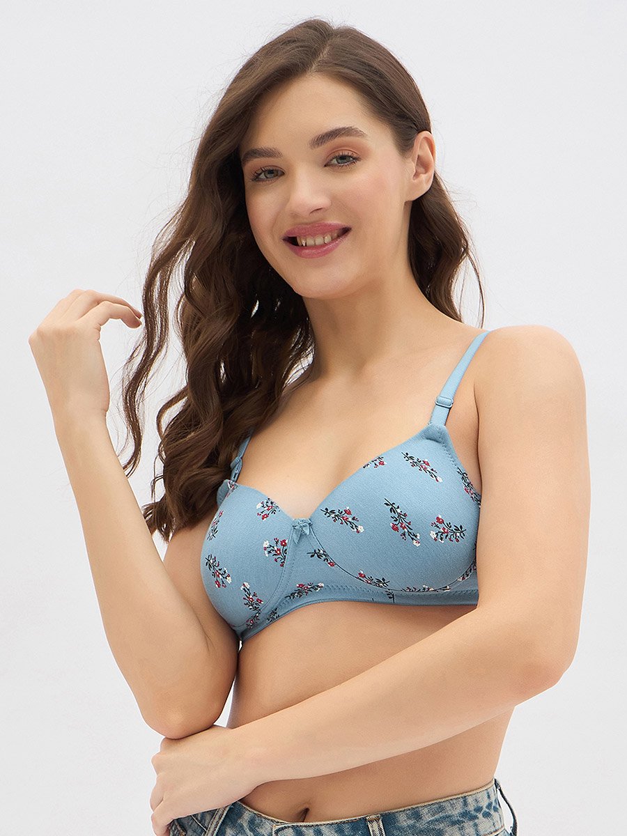Pack of 2 - Printed Padded Non-Wired Full Coverage Multiway T-Shirt Bra