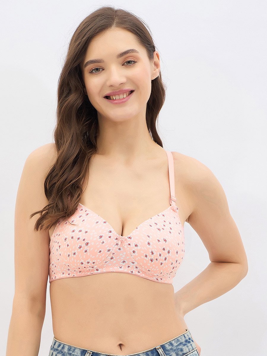 Pack of 2 - Floral Print Padded Non-Wired Full Coverage Multiway T-Shirt Bra