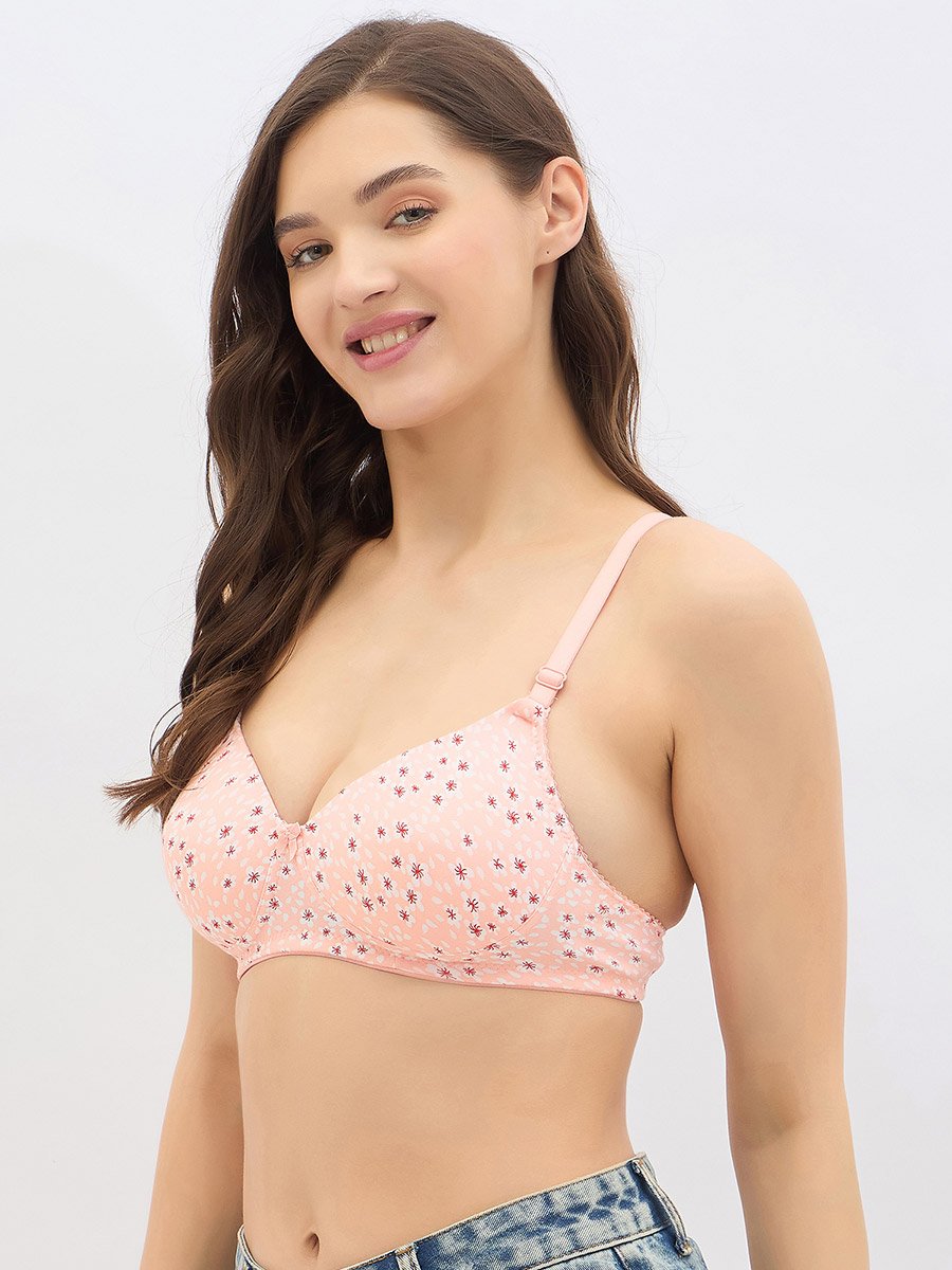 Pack of 2 - Floral Print Padded Non-Wired Full Coverage Multiway T-Shirt Bra