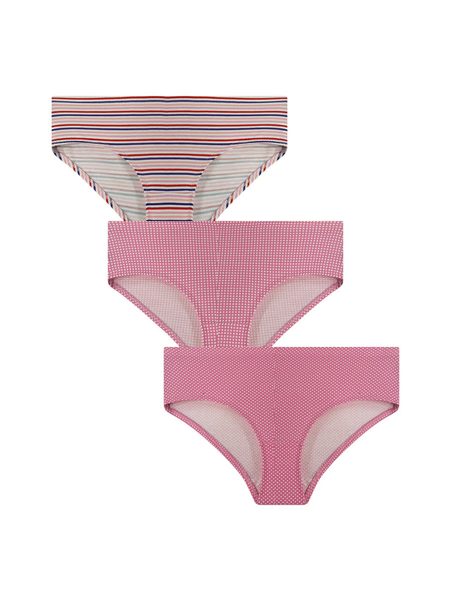 Pack of 3 - Printed Mid Rise Hipster Briefs with Inner Elastic