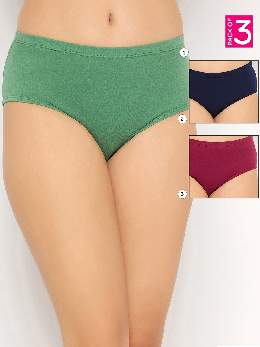 Set of 3 - Mid Rise Hipster Panties with Inner Elastic