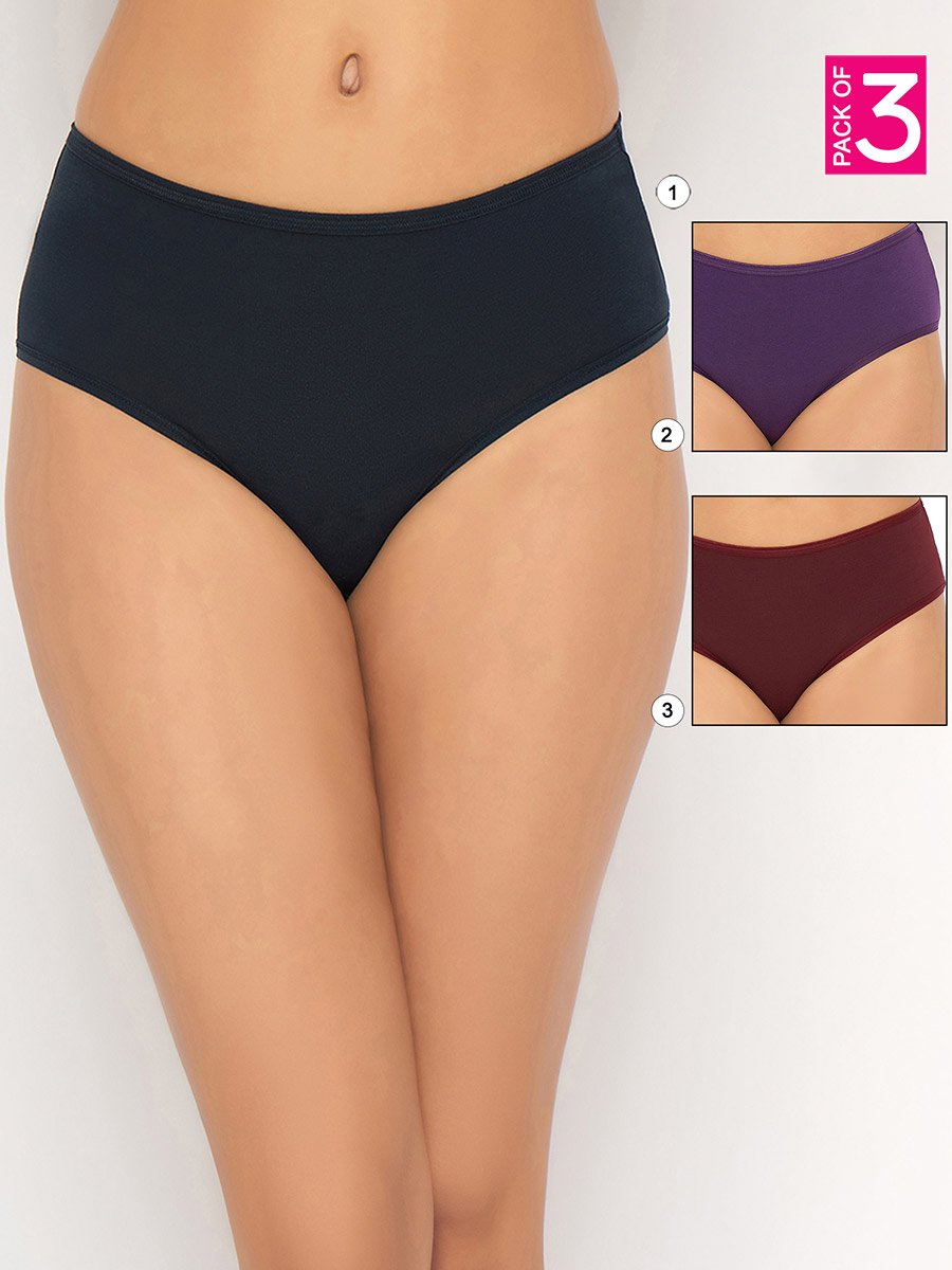Pack of 3 - Solid Mid Rise Hipster Briefs