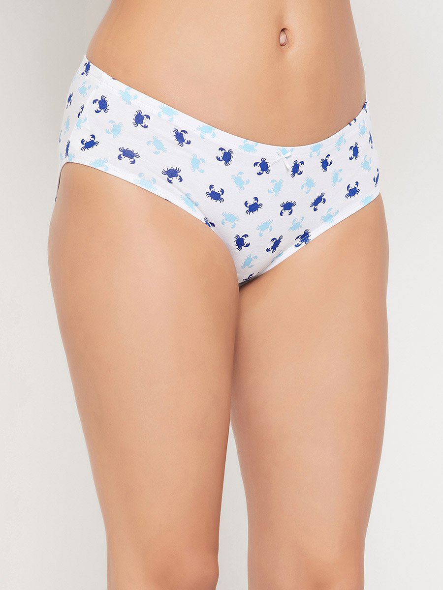 Pack of 3 - Sea Life Print Mid Rise Hipster Briefs with Inner Elastic
