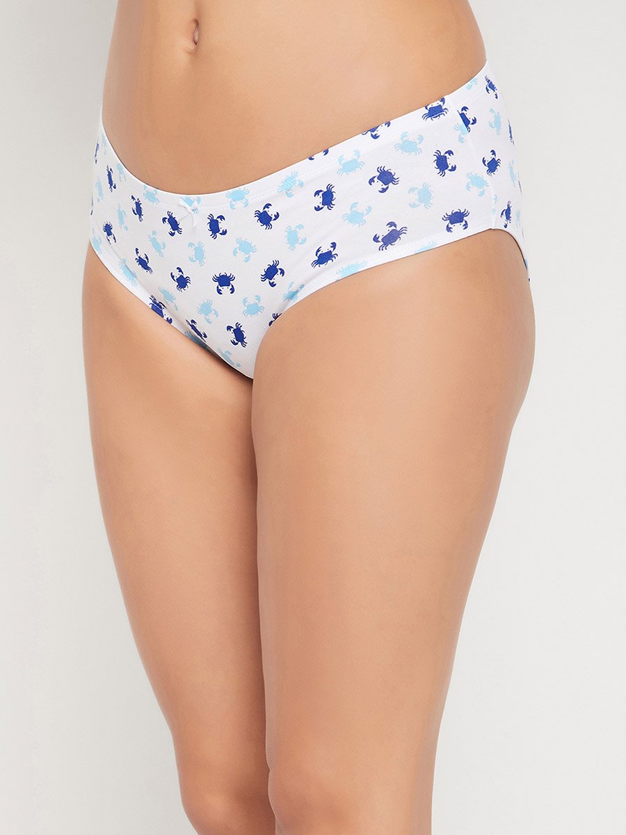 Pack of 3 - Sea Life Print Mid Rise Hipster Briefs with Inner Elastic