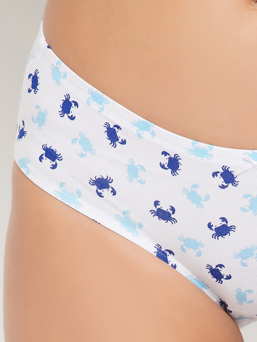 Pack of 3 - Sea Life Print Mid Rise Hipster Briefs with Inner Elastic