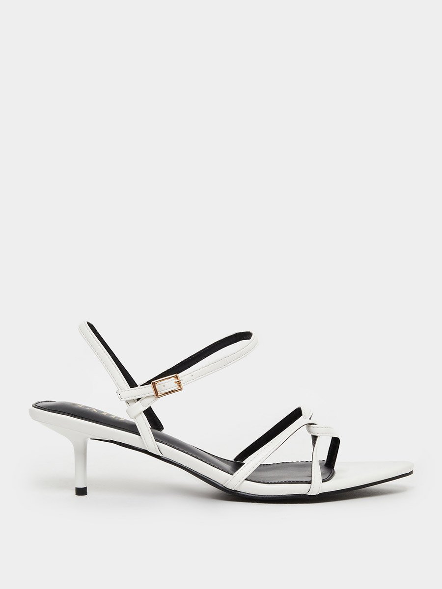 White Slim Strap Sandals with Buckle