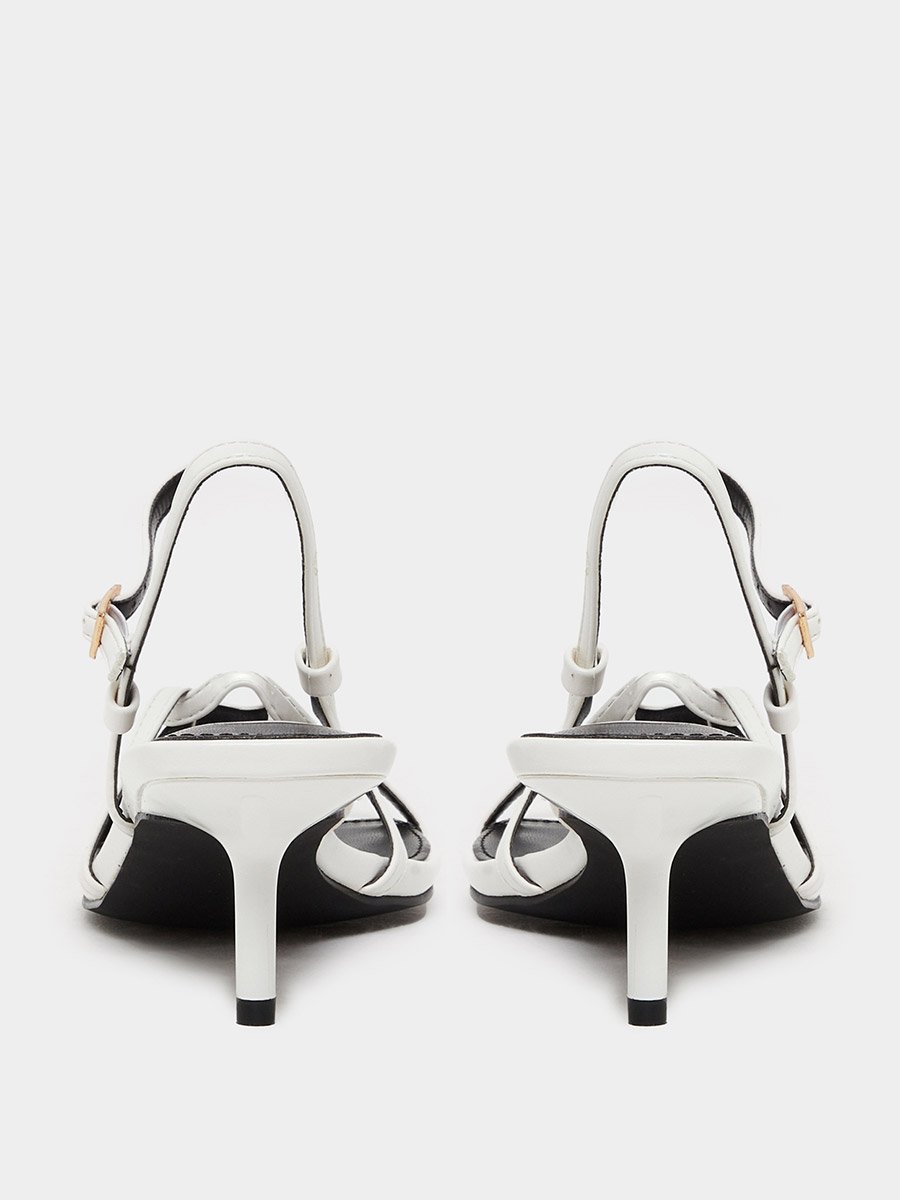 White Slim Strap Sandals with Buckle