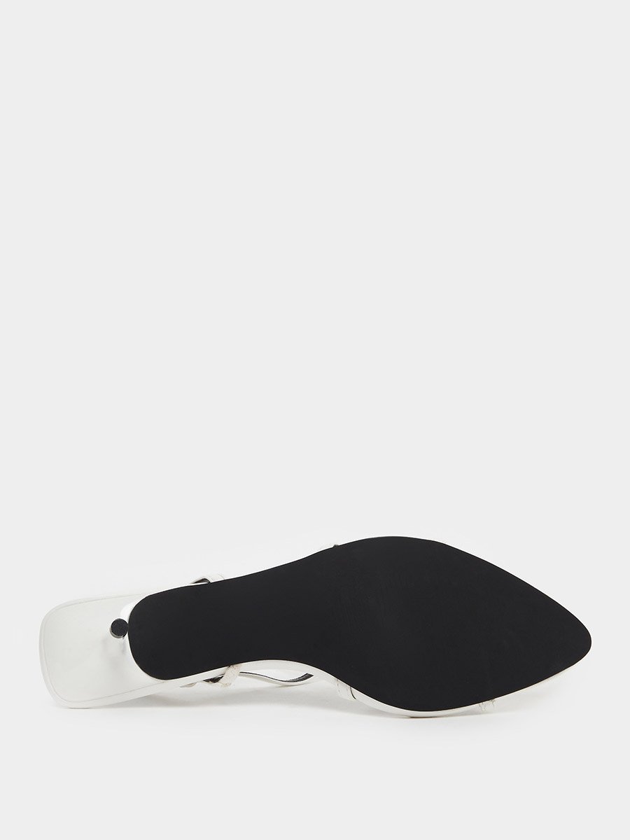 White Slim Strap Sandals with Buckle