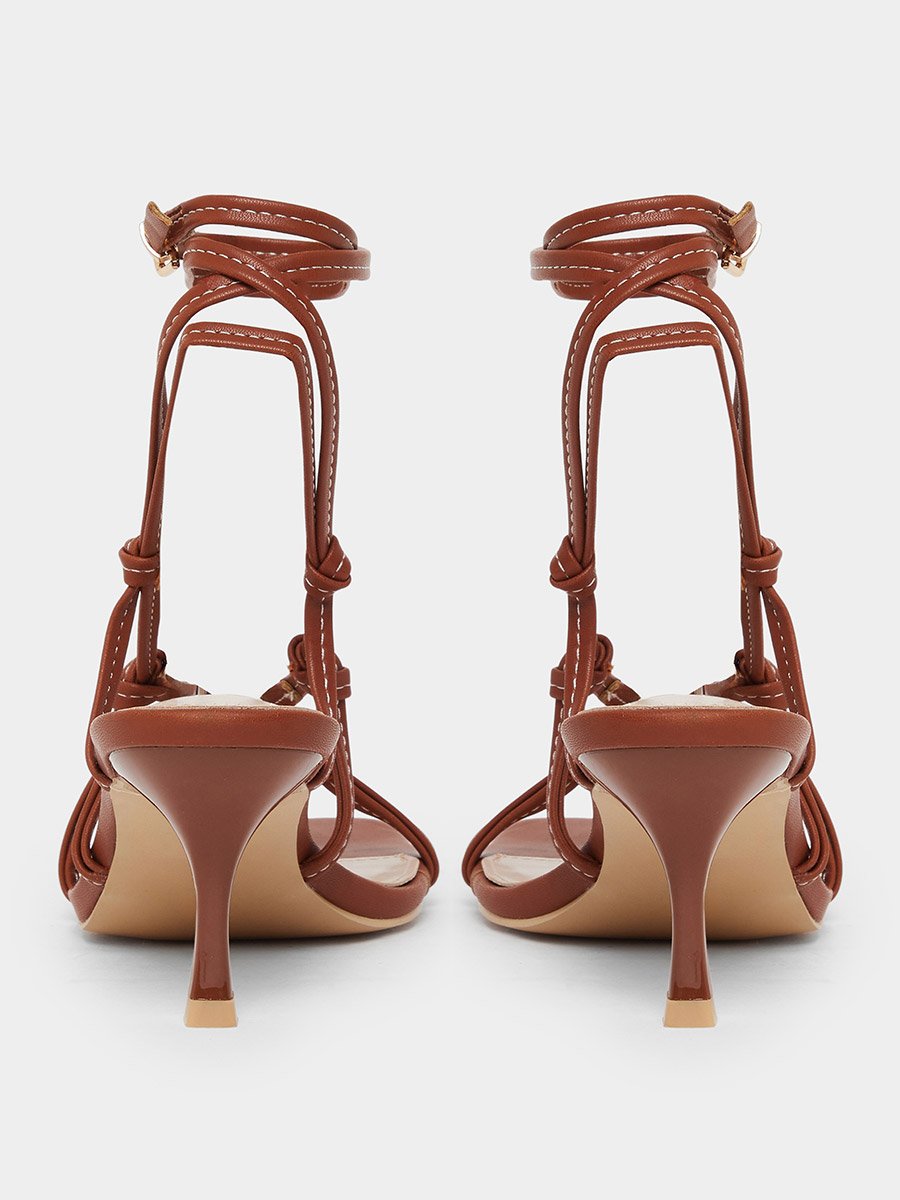 Danika Knot Tie-Up Sandals with Ring Detail