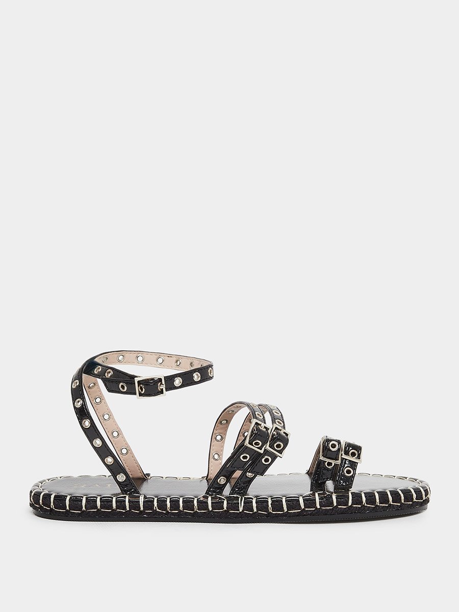 Tanya Metal Eyelet Flat Espadrilles