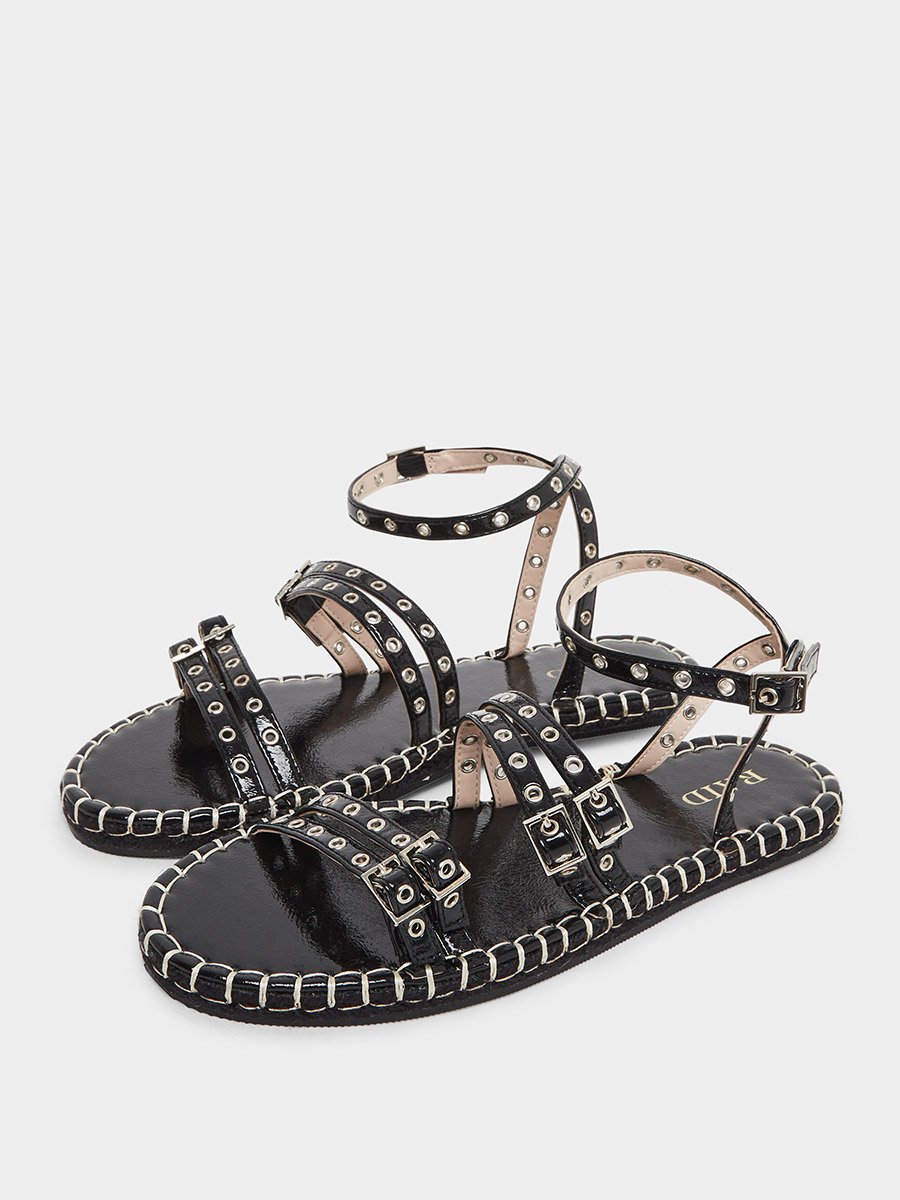 Tanya Metal Eyelet Flat Espadrilles