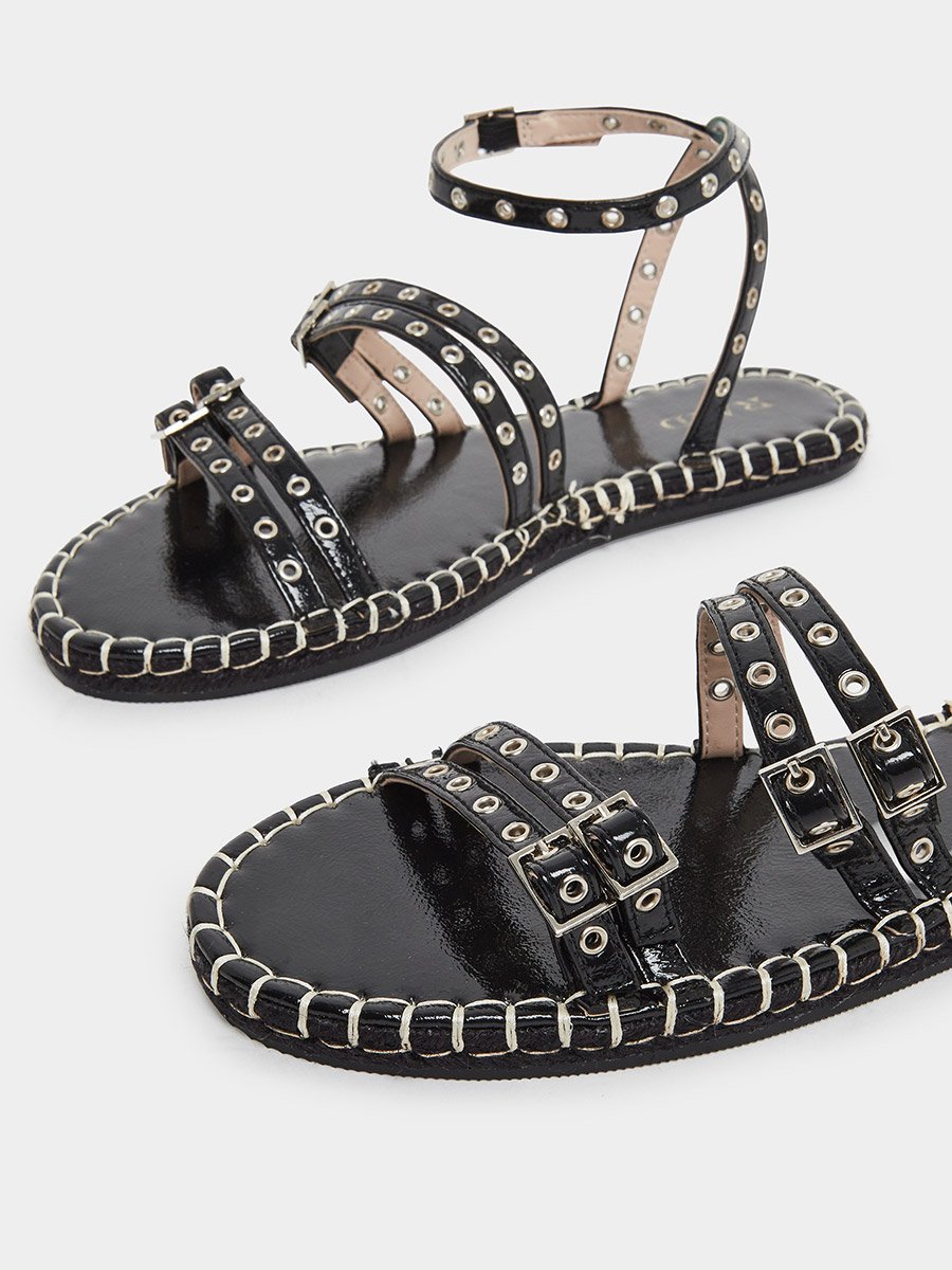 Tanya Metal Eyelet Flat Espadrilles